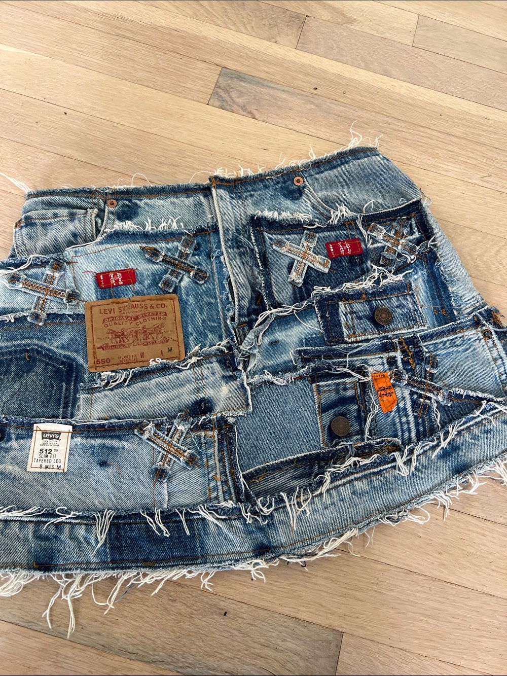Levi's Patchwork Distressed Denim Mini Skirt - Blue